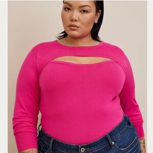 torrid Hot Pink Scoop Neck Cutout Sweater